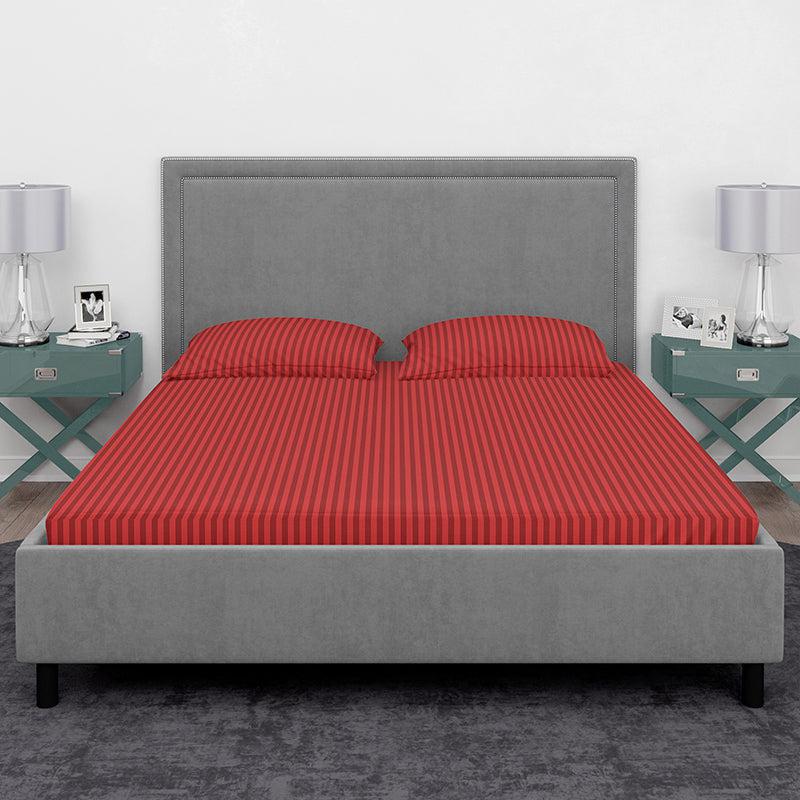 Chic Lines Geometric Cotton Bedsheet (Red) - 210 TC media 3