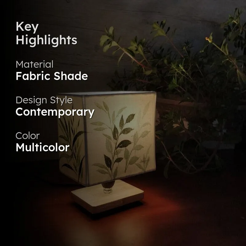 Fern Flow Handpainted Fabric Table Lamp - Multicolor media 2