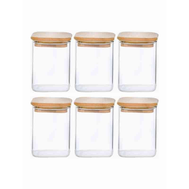 Aura Glass Jar With Wooden Lid (230 mL Each) - Set of Six media 3