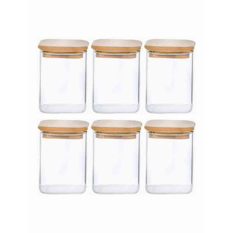 Aura Glass Jar With Wooden Lid (230 mL Each) - Set of Six media 3