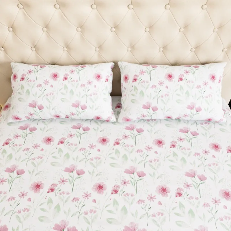 Harmony Floral Cotton Bedsheet (Maroon) - 180 TC media 4