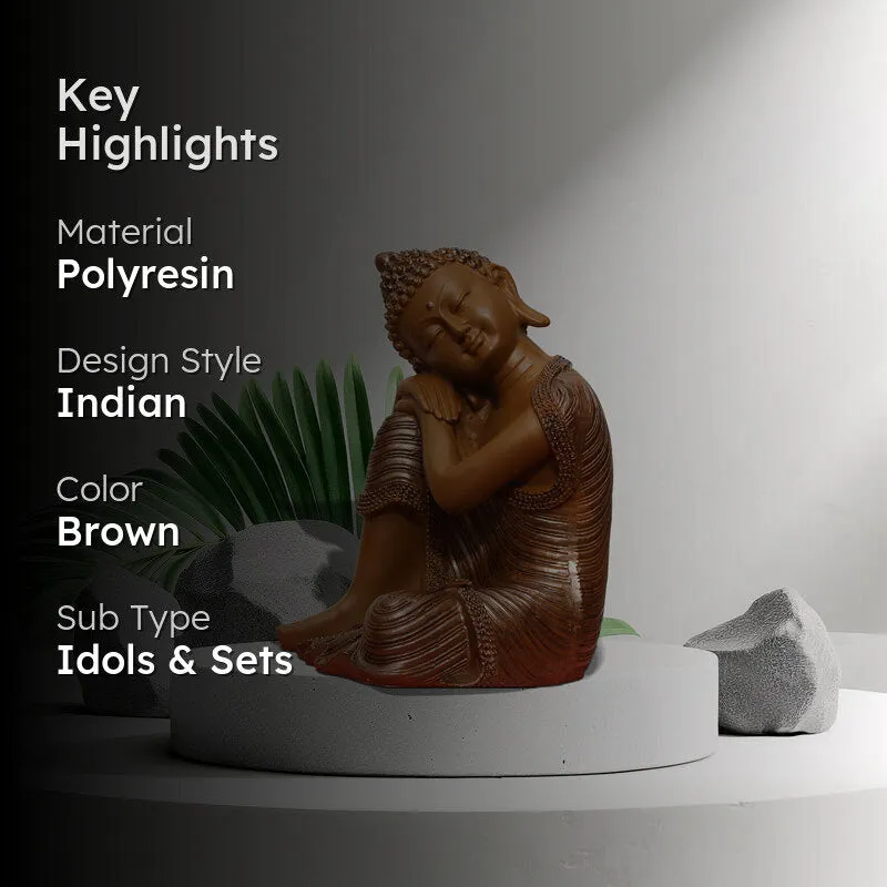 Zen Resting Buddha Showpiece - Brown media 2