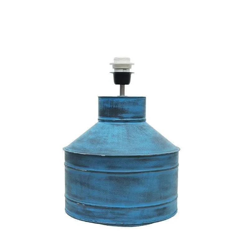 Cannister Turquoise Fabric Table Lamp - Blue,White media 4