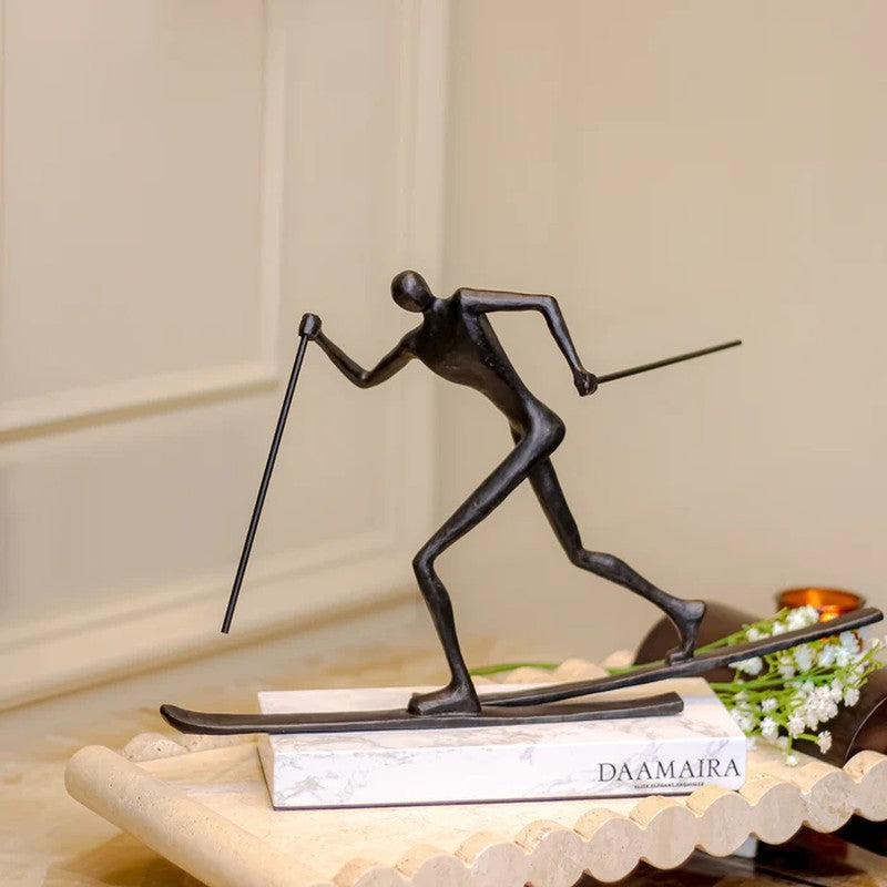 Obelique Form Marble & Alloy Showpiece