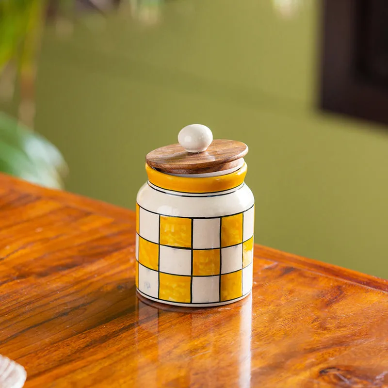Grid Gradia Handpainted Airtight Storage Jar - 410 mL media 1