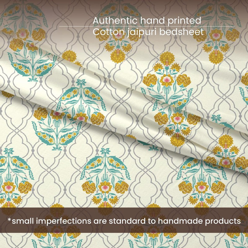 Urban Space Botanical Charm Cotton Bedsheet (Yellow) - 240 TC media 7