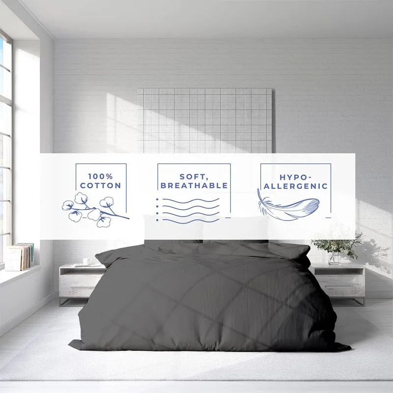 Elisima 100% Cotton Satin Weave Solid Duvet Cover - Charcoal media 4