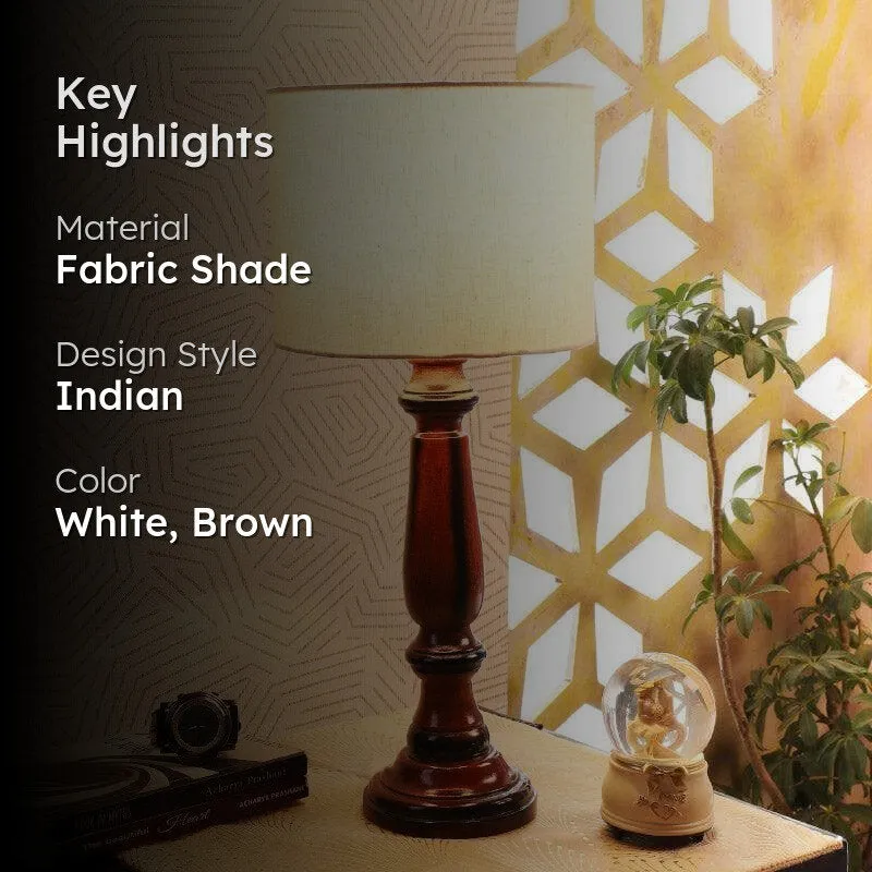 Urbane Bona Fabric Table Lamp - White,Brown media 2