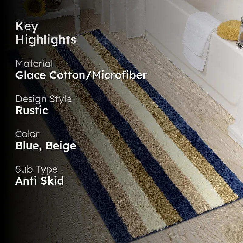 Jericho Luxe Micro Fiber Runner Rug - Blue, Beige media 2