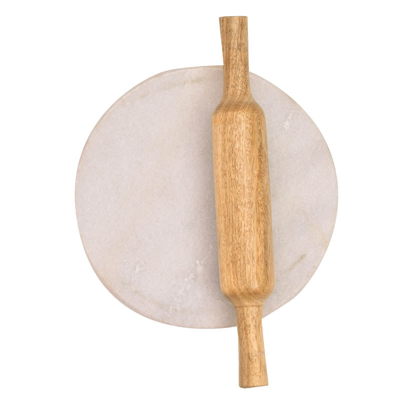 Pavona Wood Rolling Pin With Marble Board - Set Of Two media 3