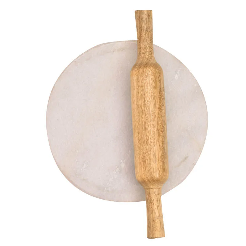 Pavona Wood Rolling Pin With Marble Board - Set Of Two media 3