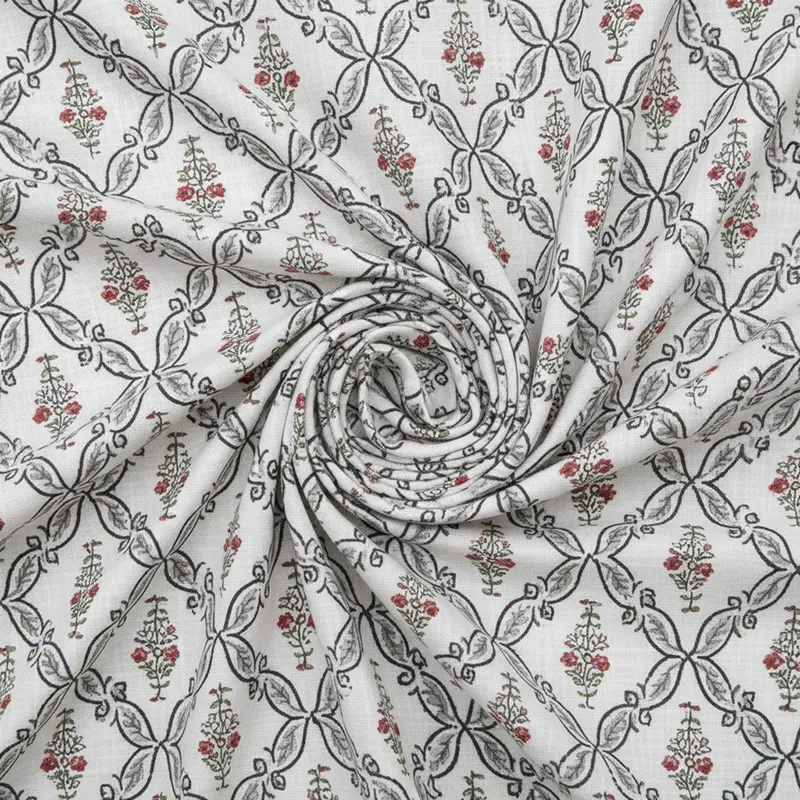 Nawabi Cotton Bedsheet (Grey, Red) - 180 TC media 5