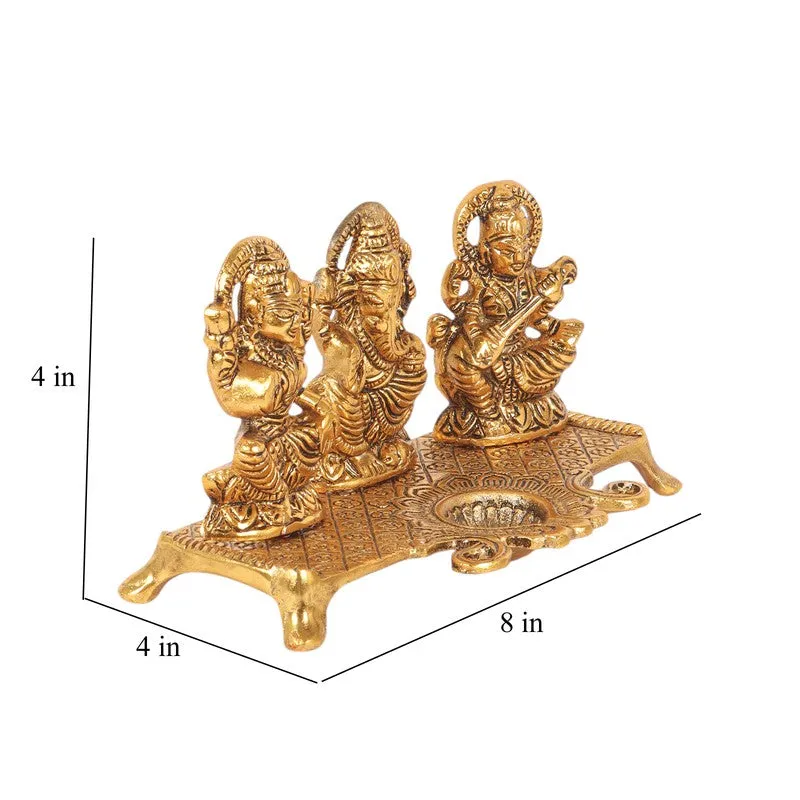 Shri Lakshmi Ganesh Saraswati Diya - Gold media 9