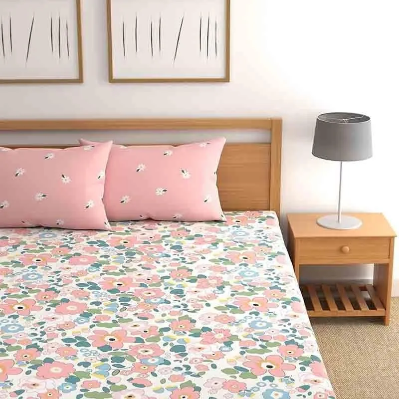 Doodled Blossoms Microfiber Bedsheet - 140 GSM media 1