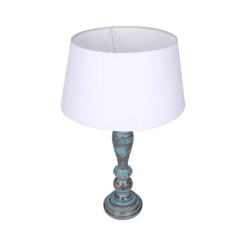 Amaya Fabric Table Lamp With Drum Shade - White,Blue media 3