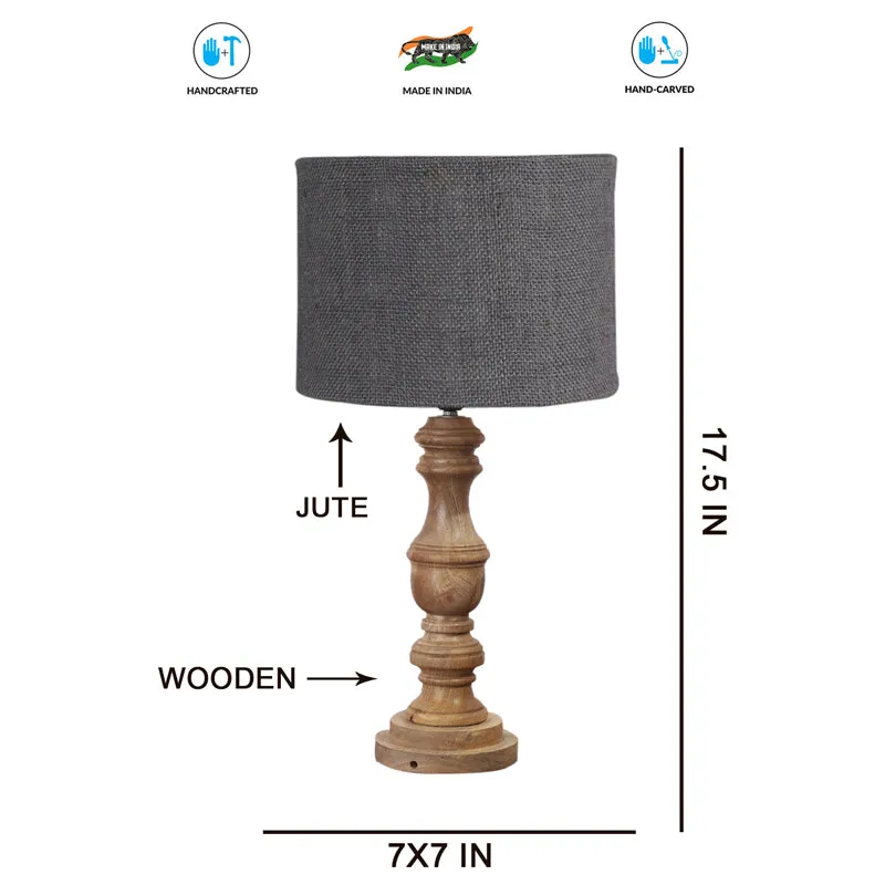 Sienna I Carve Wooden Table Lamp - Grey,Brown media 7