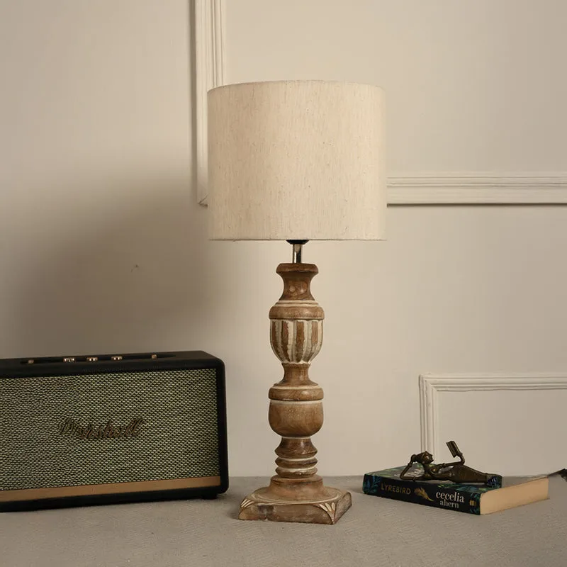 Candela Carve Fabric Table Lamp - Ivory media 2