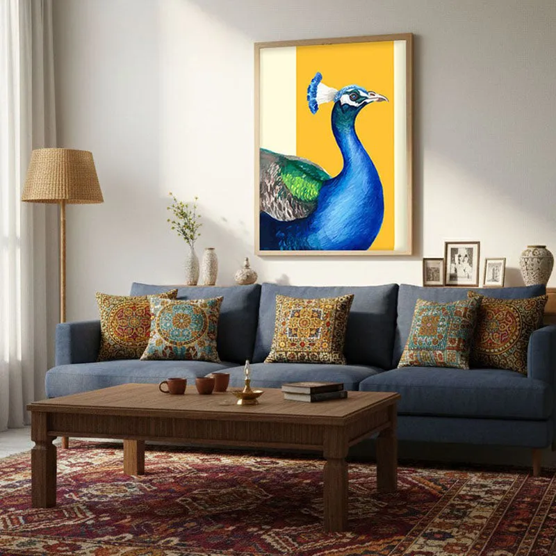Neela Mayura Halo Archival Paper Wall Art - Natural Brown Frame media 4