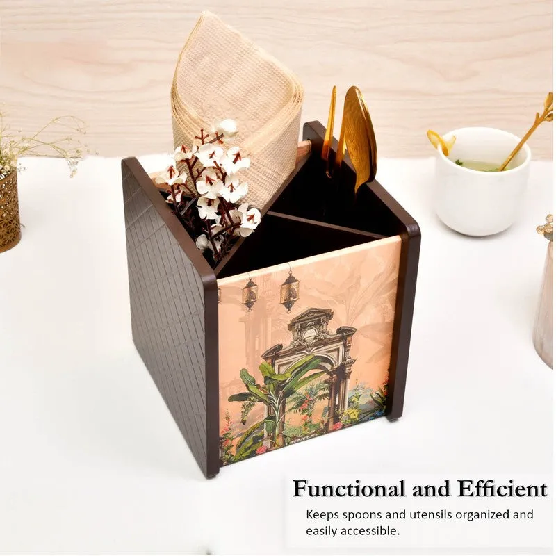 Elegant Black Wooden Cutlery Stand media 3