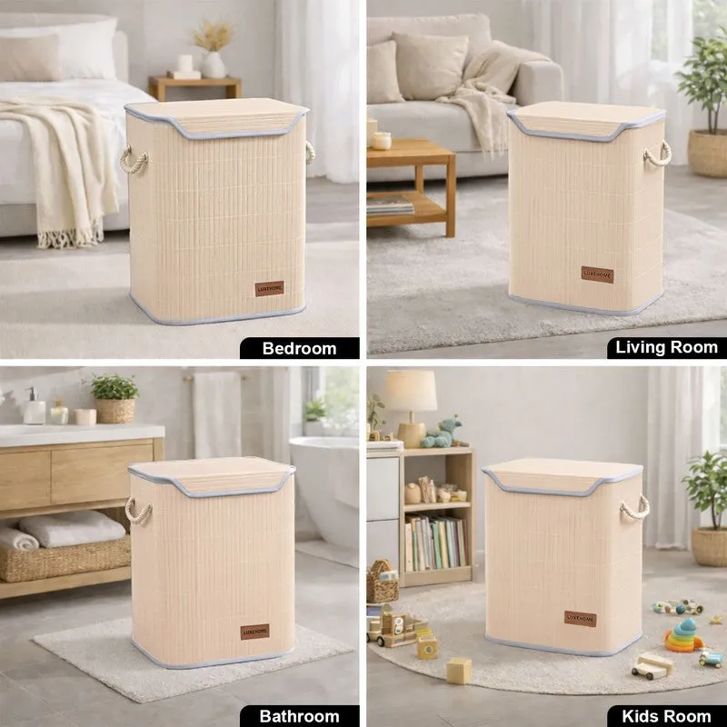 Strap Bamboo Laundry Basket - Cream media 9