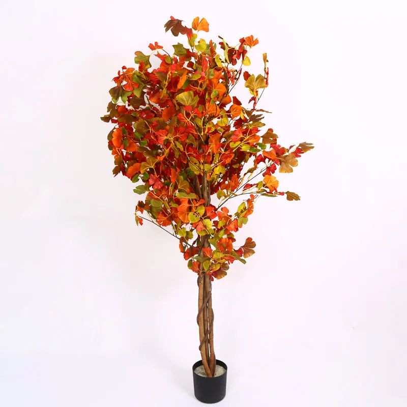 Verdiq Artificial Ginko With Black Plastic Pot - 5.5 Feet media 4
