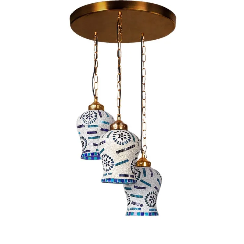 Coloraura Glow Glass Ceiling Lamp - White & Blue media 3