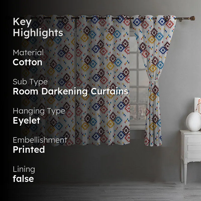 Geo Tribe Room Darkening Curtain - Set Of Three media 2
