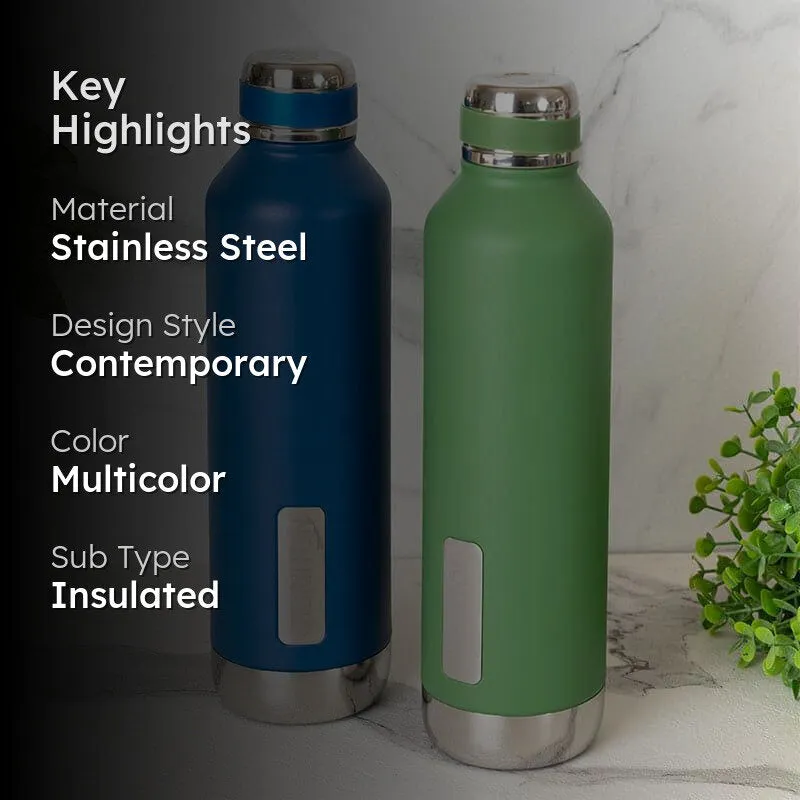 Bristo Sip Hot & Cold Thermos Water Bottle (Blue & Green, 750 mL Each) - Set Of Two media 2