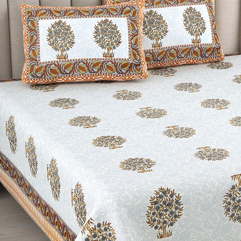Anargha Cotton Bedsheet (Brown, Grey) - 180 TC media 3