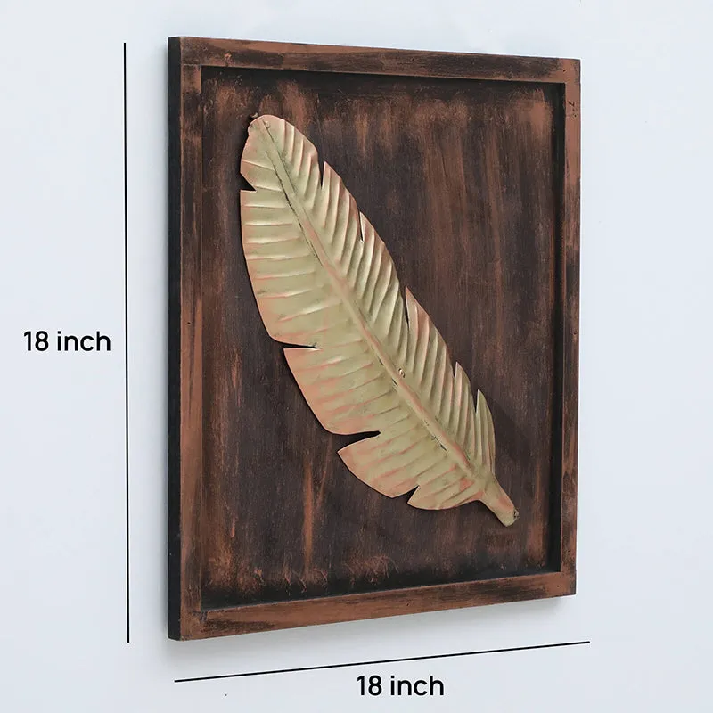 Solitary Feather Iron Wall Accent With Wooden Frame media 6