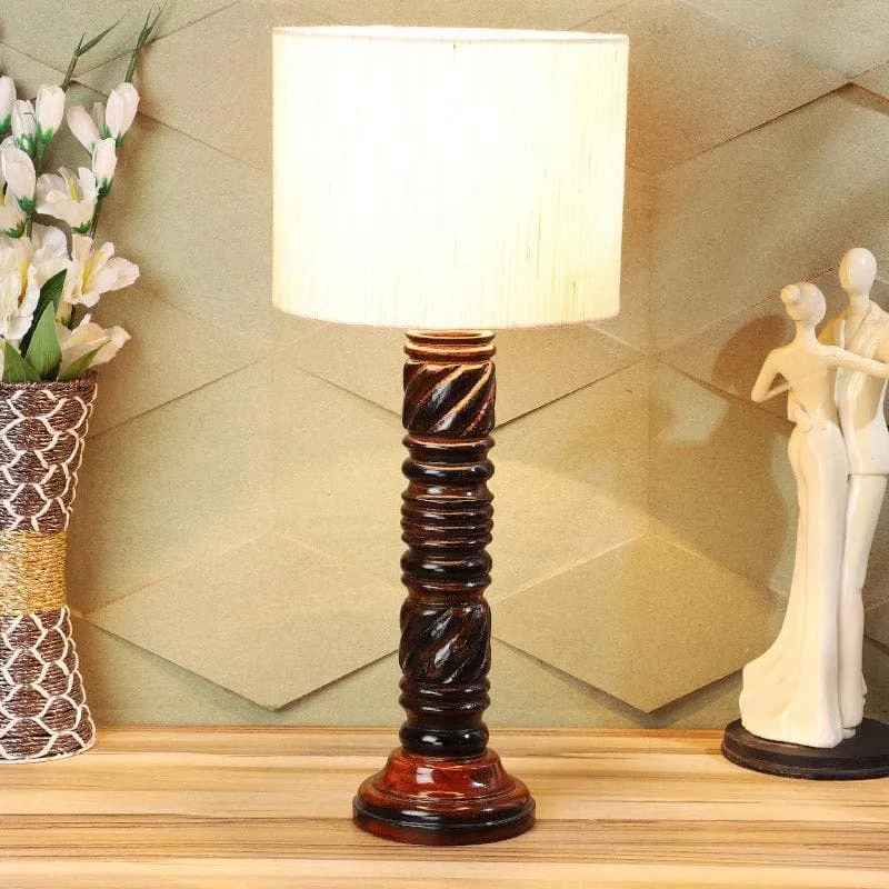 Urbane Jericho Fabric Table Lamp - White,Brown media 1