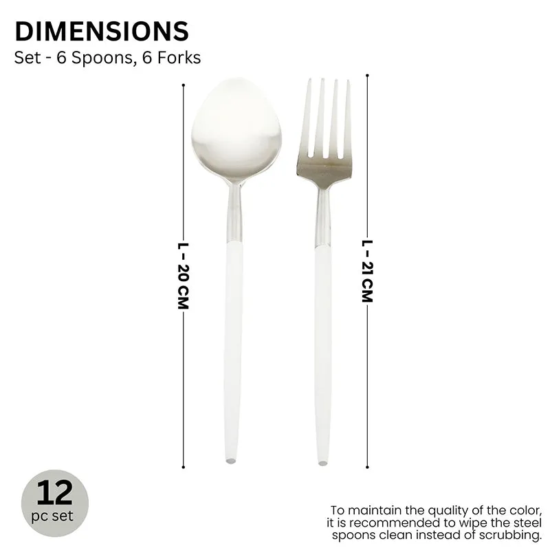 Stirling Stainless Steel Cutlery Set (Silver & White) - Twelve Piece Set media 8