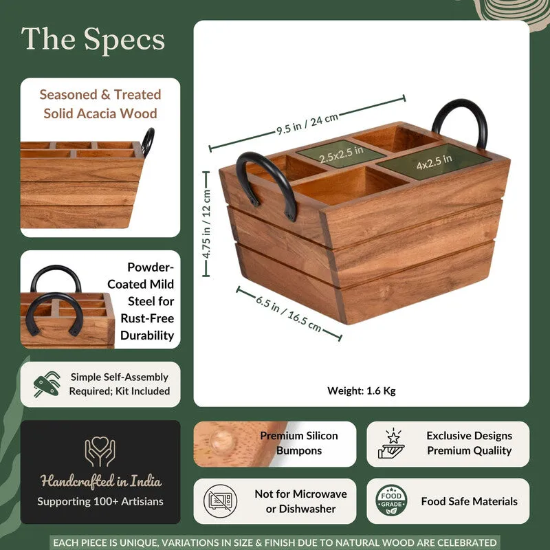 Veda Acacia Wood Cutlery Holder media 5