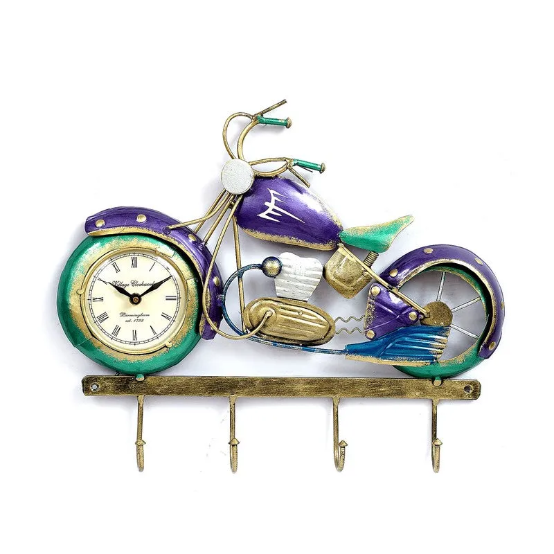 Bike Utility Key Holder Accent Metal Wall Clock media 3