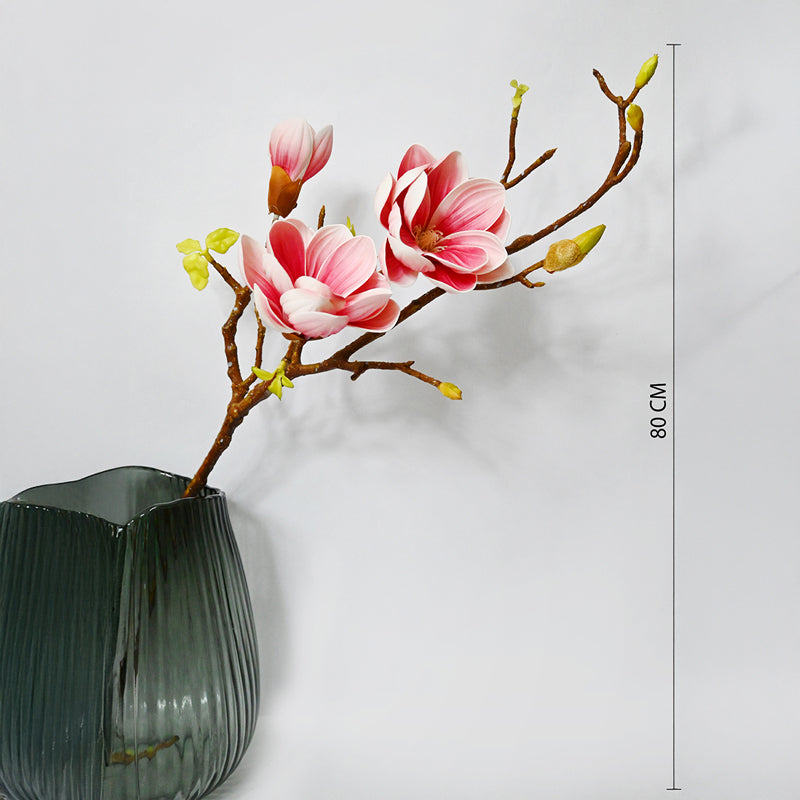 Faux Realistic Magnolia Flower Stick - Pink media 5