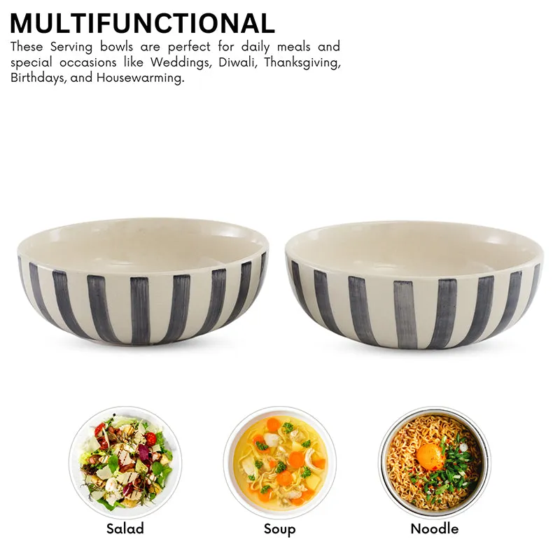 Cross Strips Ceramic Serving Bowl (800mL)- Set Of Two media 6