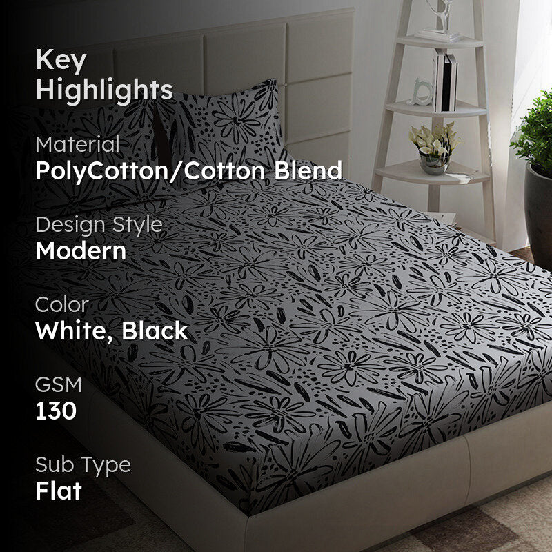 Scribble & Stems Floral Bedsheet - 130 GSM media 2