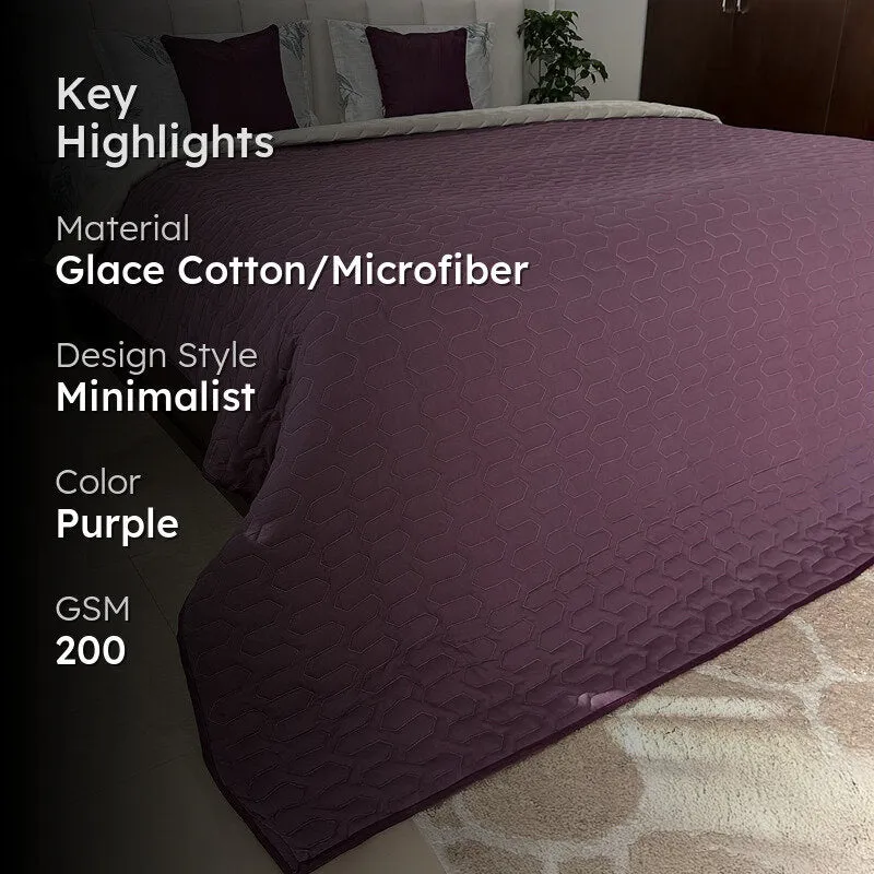 Urban Space Quilted Reversible Comforter (Plum, Pearl) - 200 GSM media 2