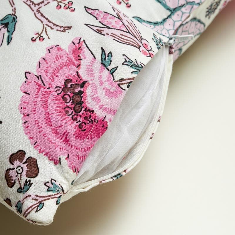 Lushlie Blooms Cotton Cushion Cover (Pink) - Set Of Two media 6