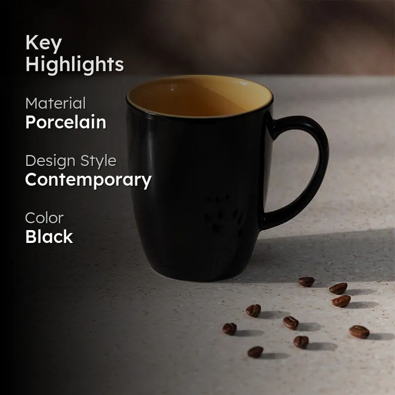 Yuvara Porcelain Coffee Mug (295 mL) - Black,Yellow media 2