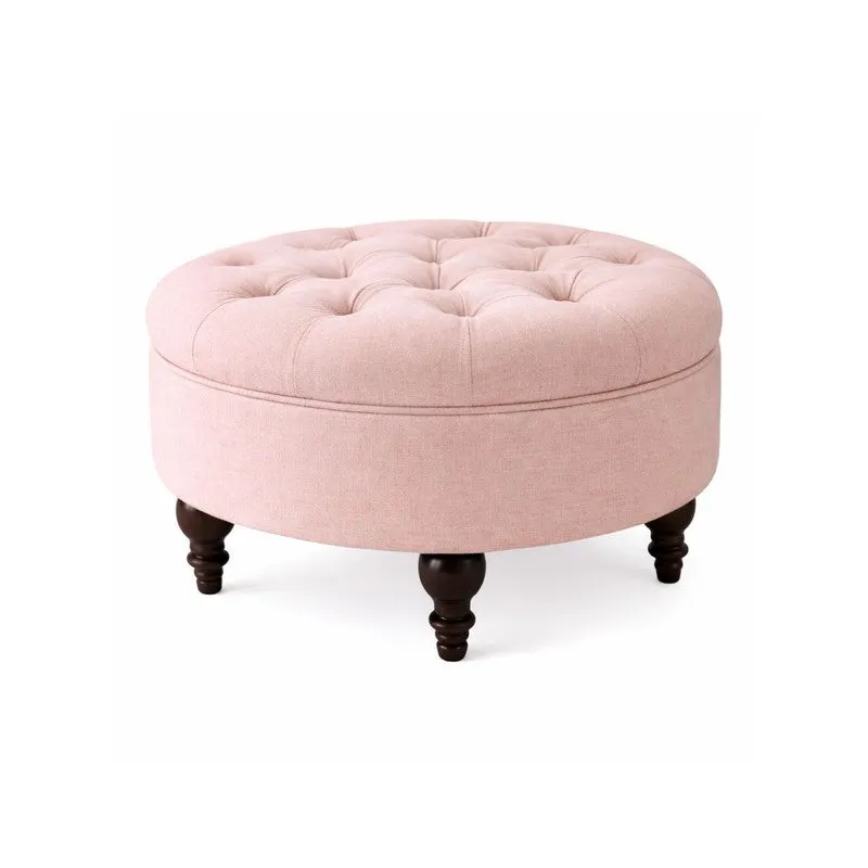 PetalCove Teak Wood Ottomans & Pouffe -Pink media 3