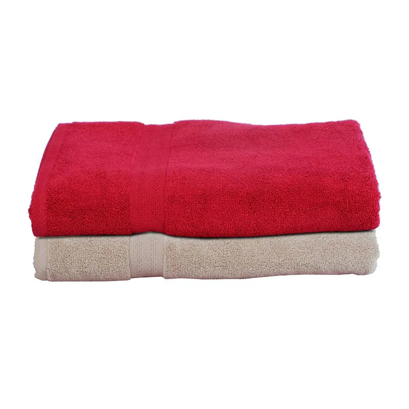 Junia Bath Towel (Red & Beige) - Set Of Two media 7