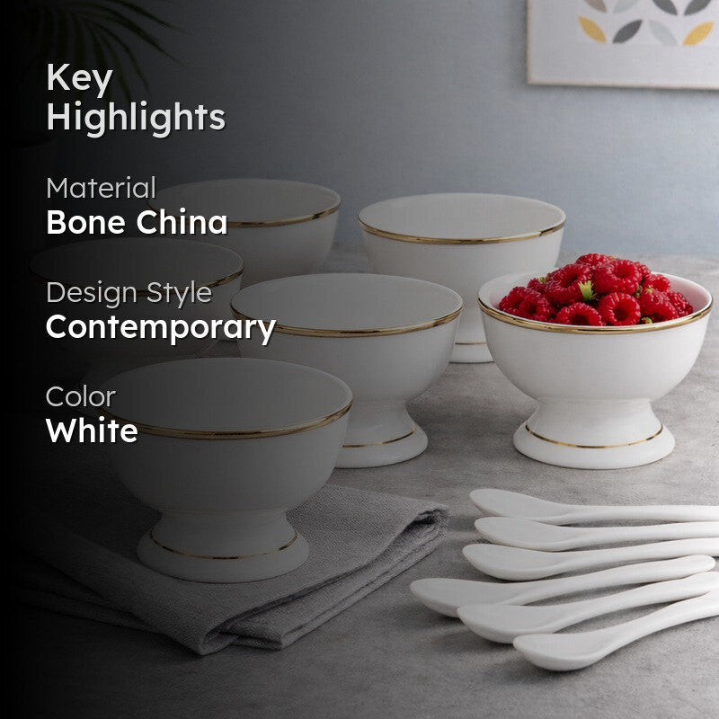 Sonaki Bone China Ice Cream Cups (160 ML Each) - Set of Six media 2