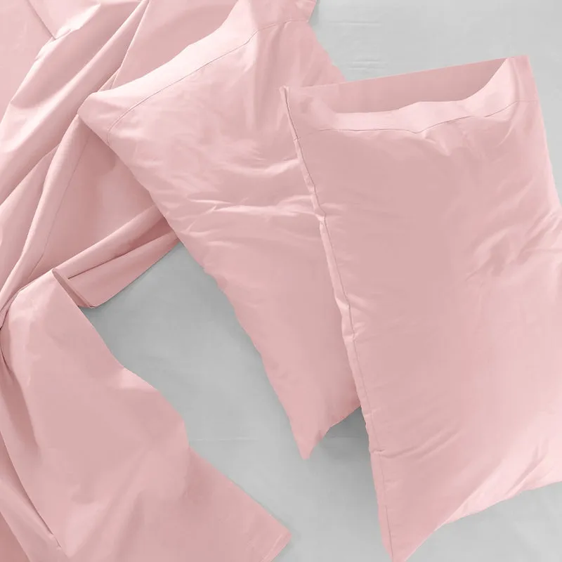 Maison Solid Cotton Pillow Cover (Cameo Rose,700TC) - Set Of Two media 4