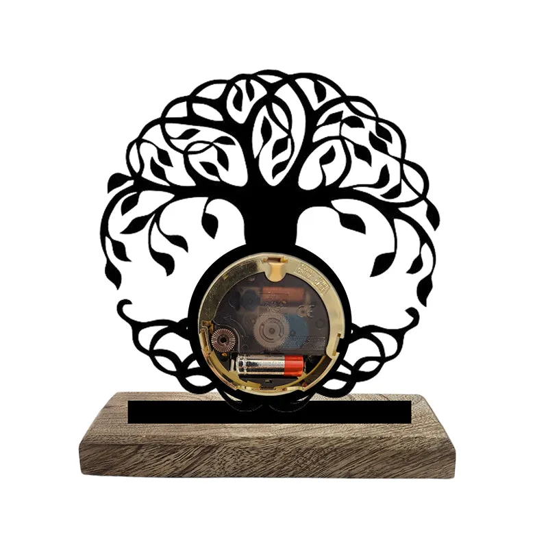 Tree Of Life Analog Iron Table Clock media 3