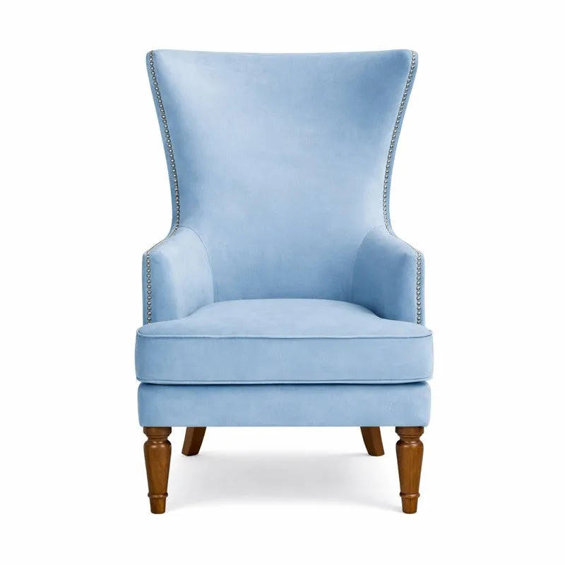 Elysian Teak Wood & Velvet Regal Lounge Chair - Blue media 3