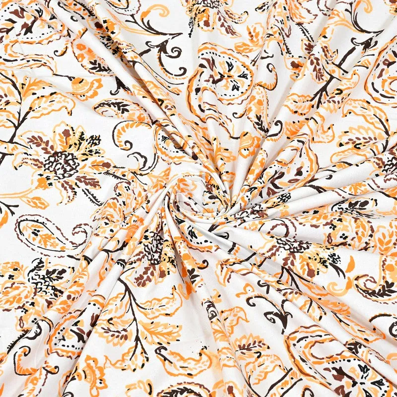Sheetora Floral Cotton Bedsheet (Brown) - 240 TC media 8