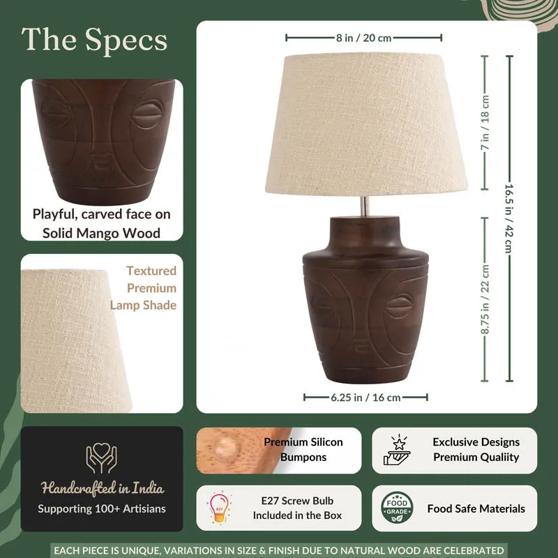 Roma Walnut Wooden Table Lamp - Brown,Beige media 4
