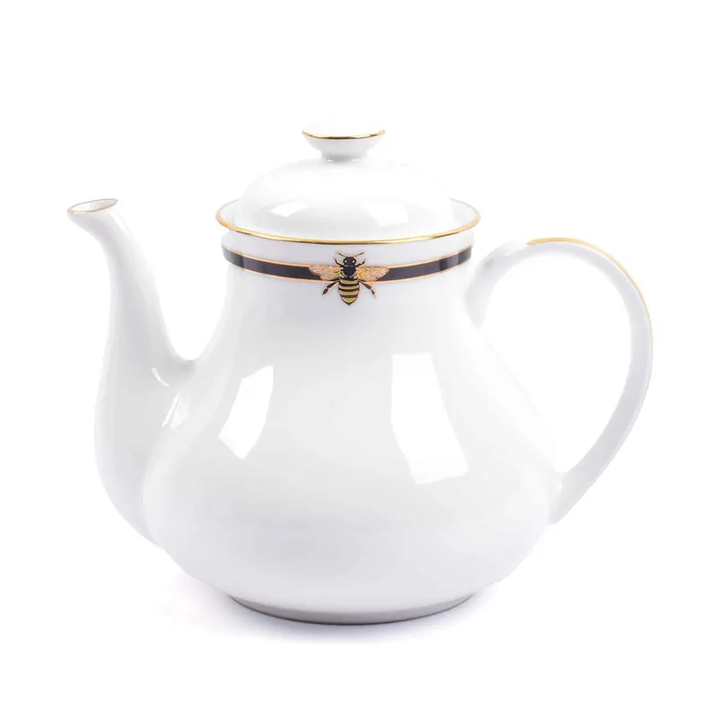 Gilded Bee 24k Gold Brushed Porcelain Tea Set With Tea Pot - Seventeen Piece Set media 7