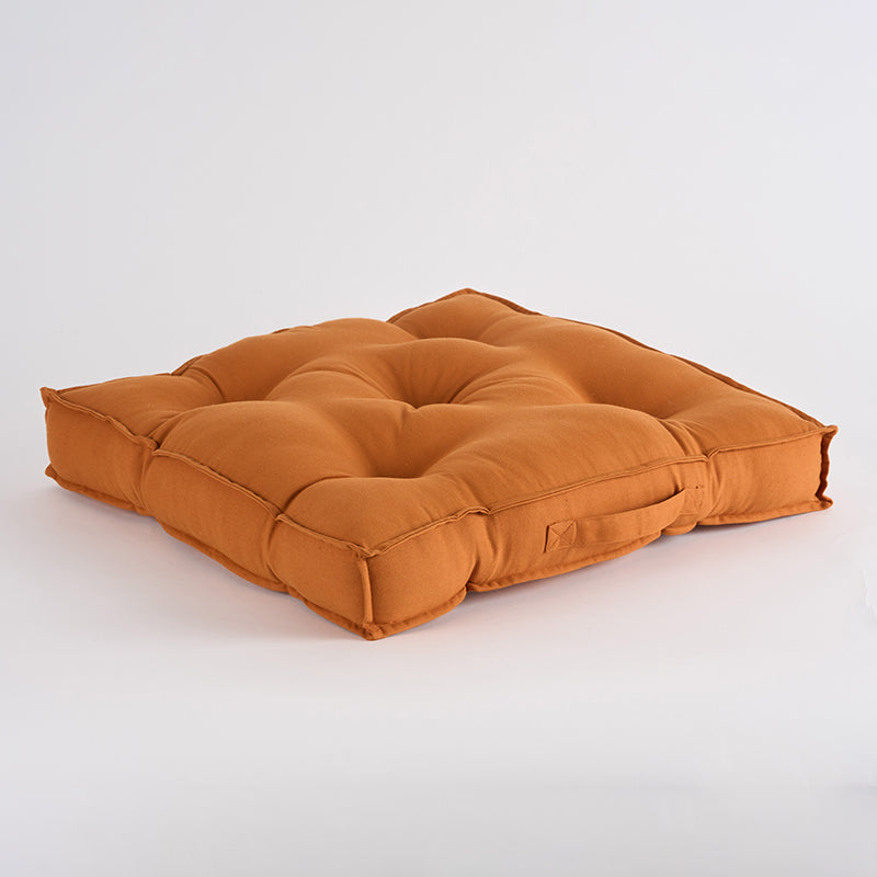 Cushflow Solid Cotton Floor Cushion (Brown) - Set Of Four image 3